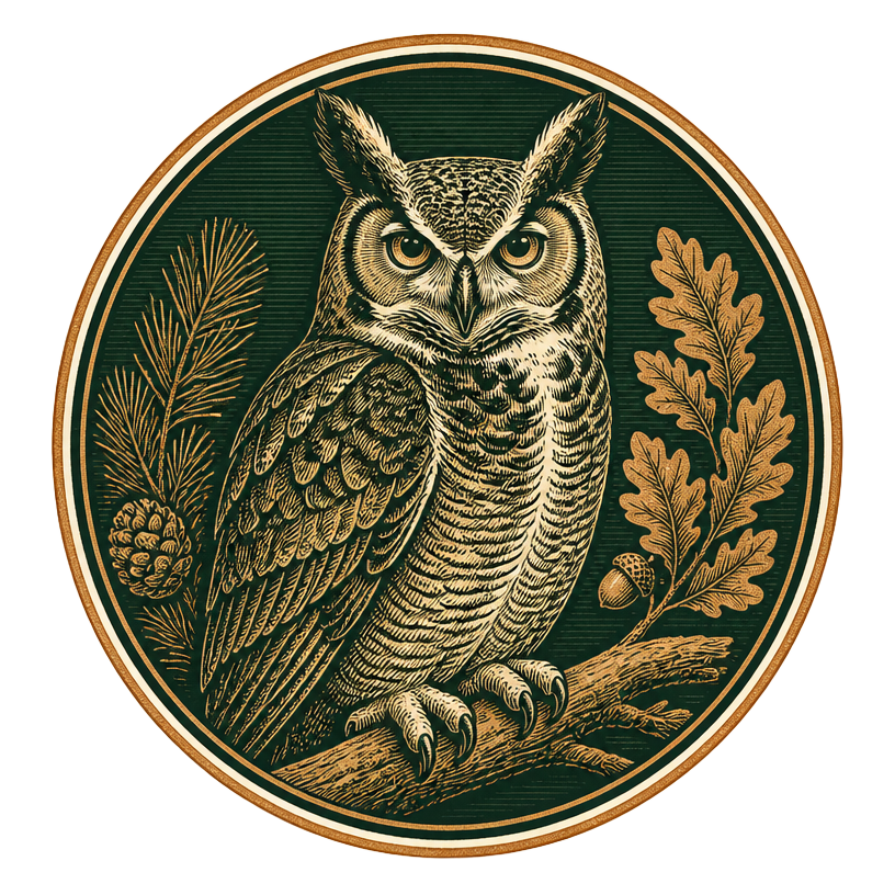 Nature's Own Exterminating owl crest logo